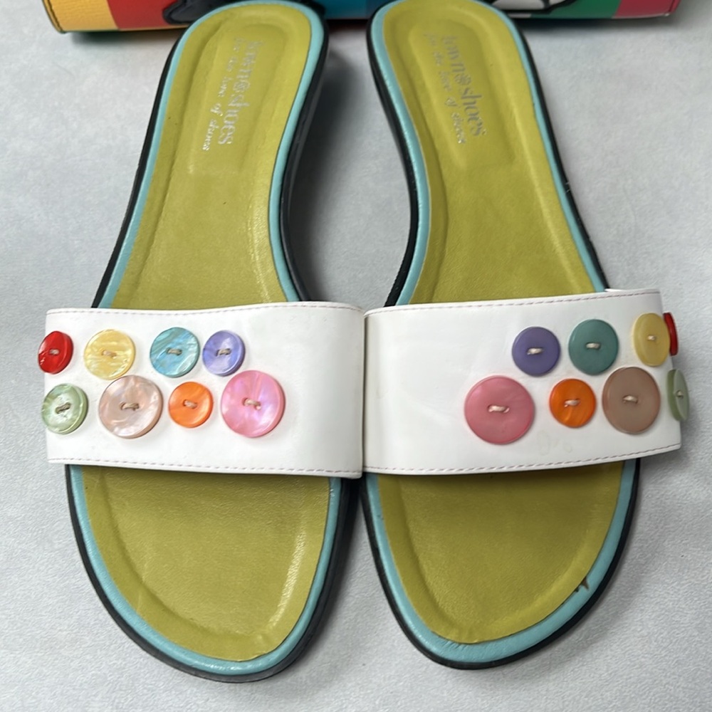Colorful Button Slide Sandals by town shoes. UGC